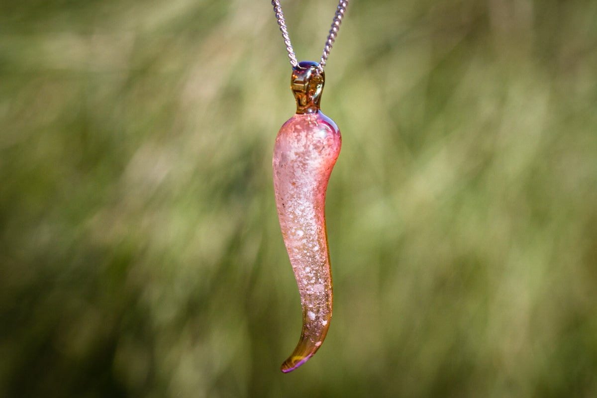 italian horn pendants with cremation ash