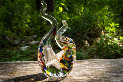 glass flame with cremation ash - lime